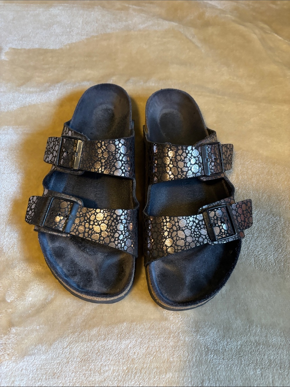 Birkenstock Metallic Black Double-Buckle Sandals
